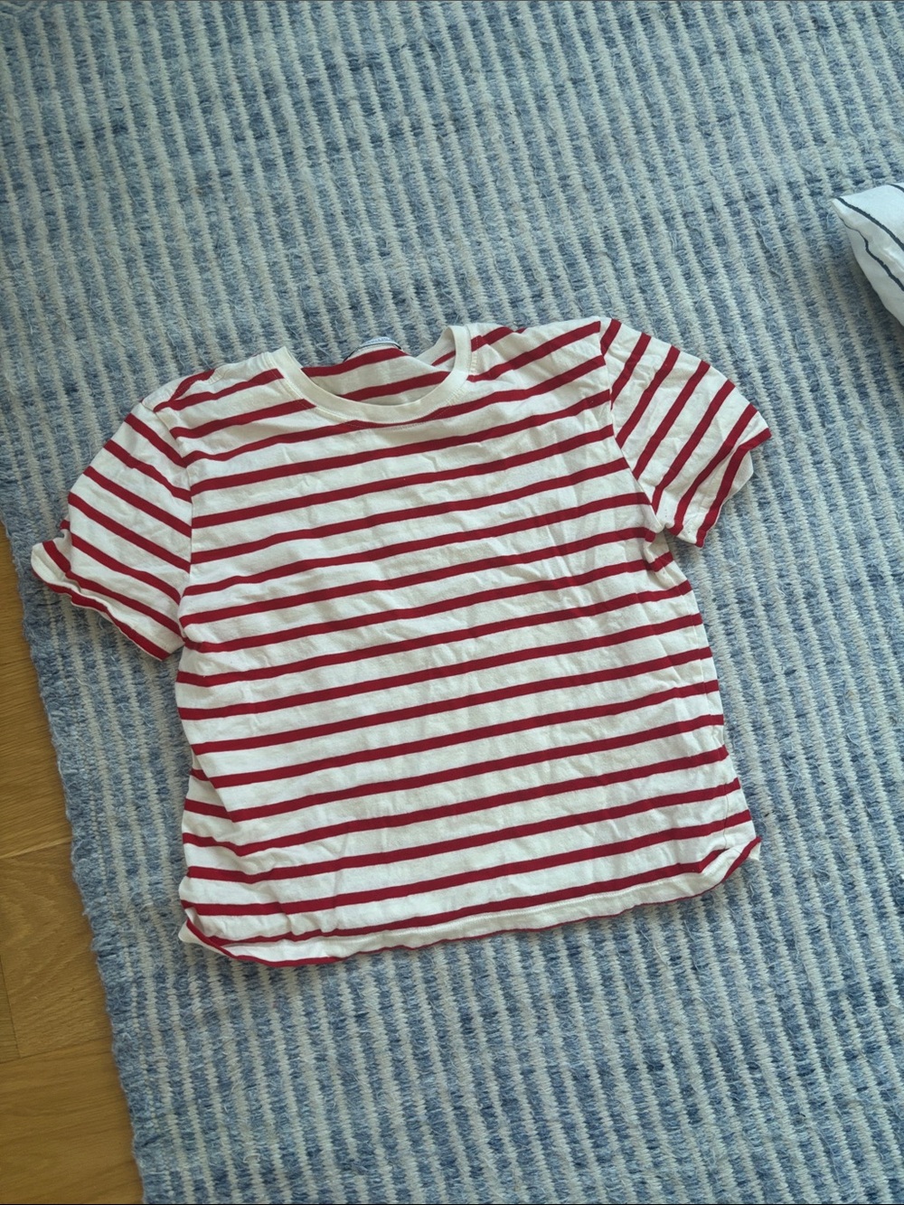 Zara women’s Red and White Striped Short Sleeve Tee